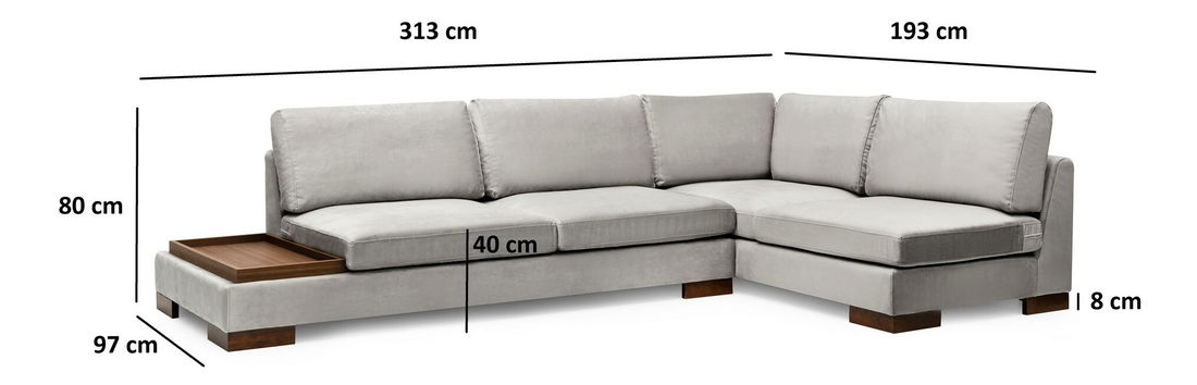 Rohová sedací souprava s taburetkou Tullia (světle šedá) (P)