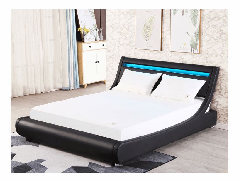 Manželská postel 160 cm Filina (černá) (s roštem)