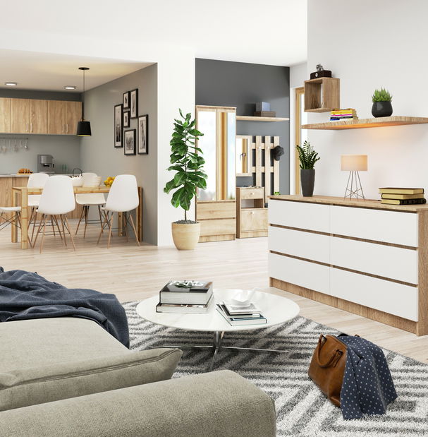 Komoda Koa III (dub sonoma + bílá)