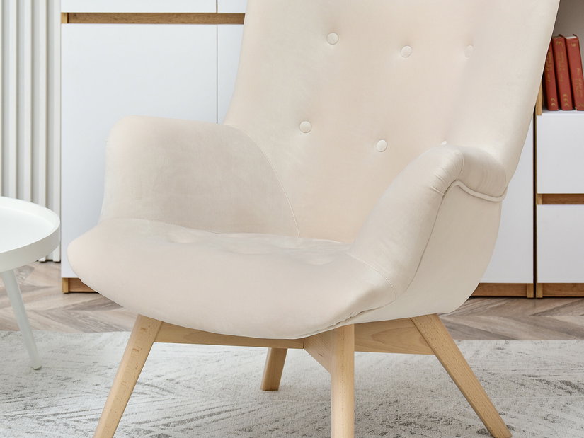Designové křeslo Florentino (krémová + ořech)