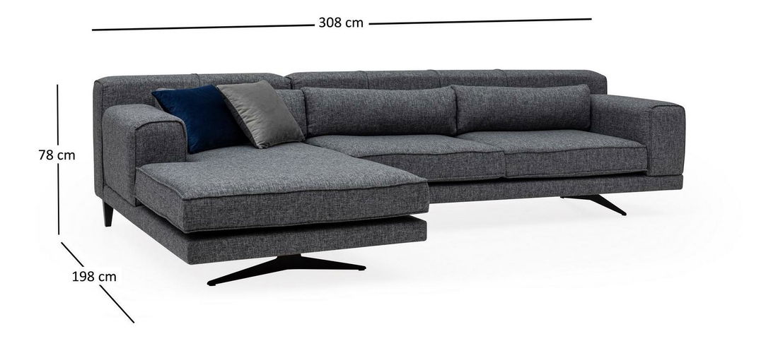 Rohová sedačka Jivagona (L) (šedá + černá)