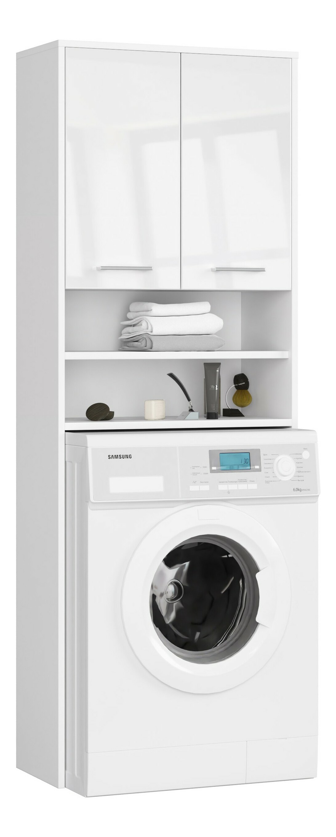 Skříňka na pračku Farid TYP5 (bílá + bílý lesk)