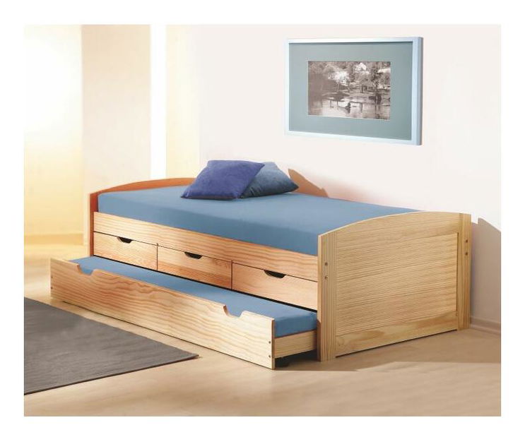 Rozkládací postel 90 cm Mercatu (s roštem) (masiv)