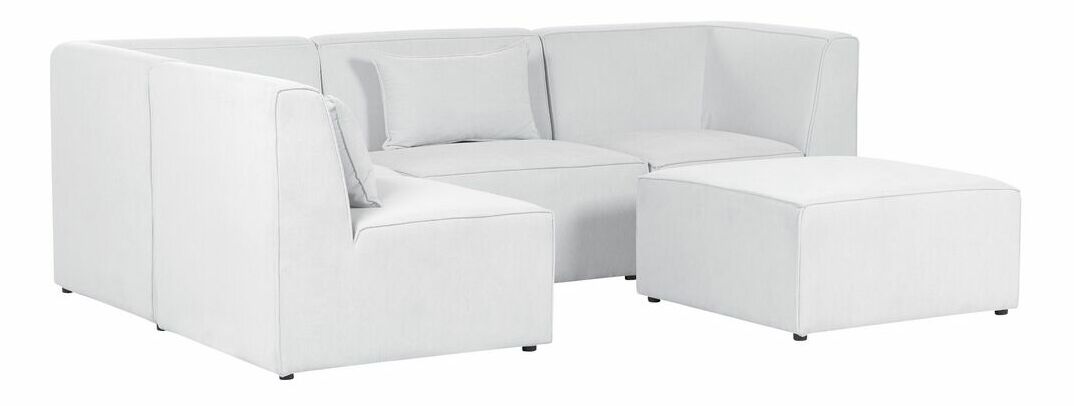 Rohová sedací souprava s taburetkou Lemia (krém) (P)