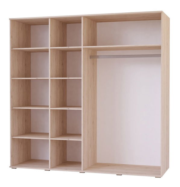 Šatní skříň Bargo (san remo sand + černá + zrcadlo)