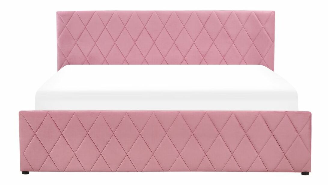 Manželská postel 180 cm Rhett (růžová) (s roštem a úložným prostorem) *výprodej