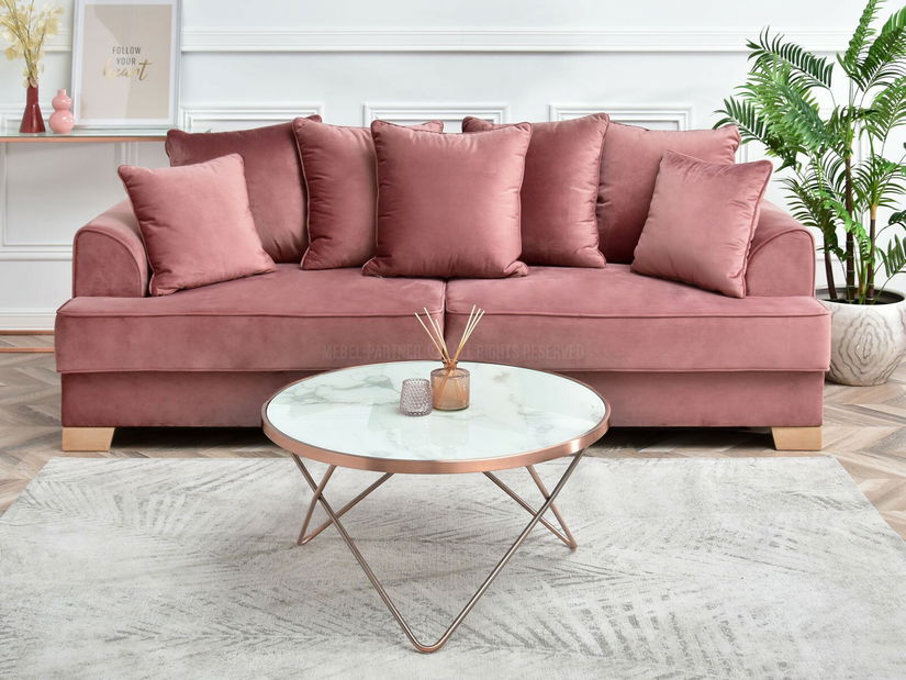 Konferenční stolek Armin Xl (bílý mramor + měděná)