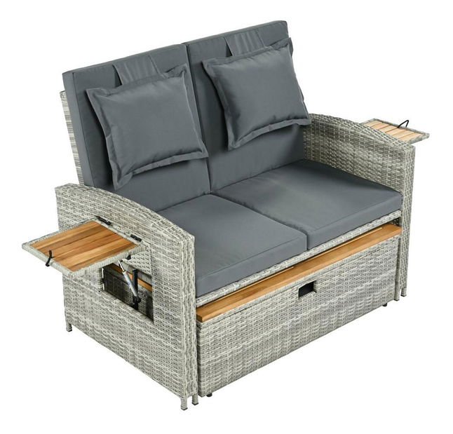 Zahradní pohovka Můry (šedá + přírodní)