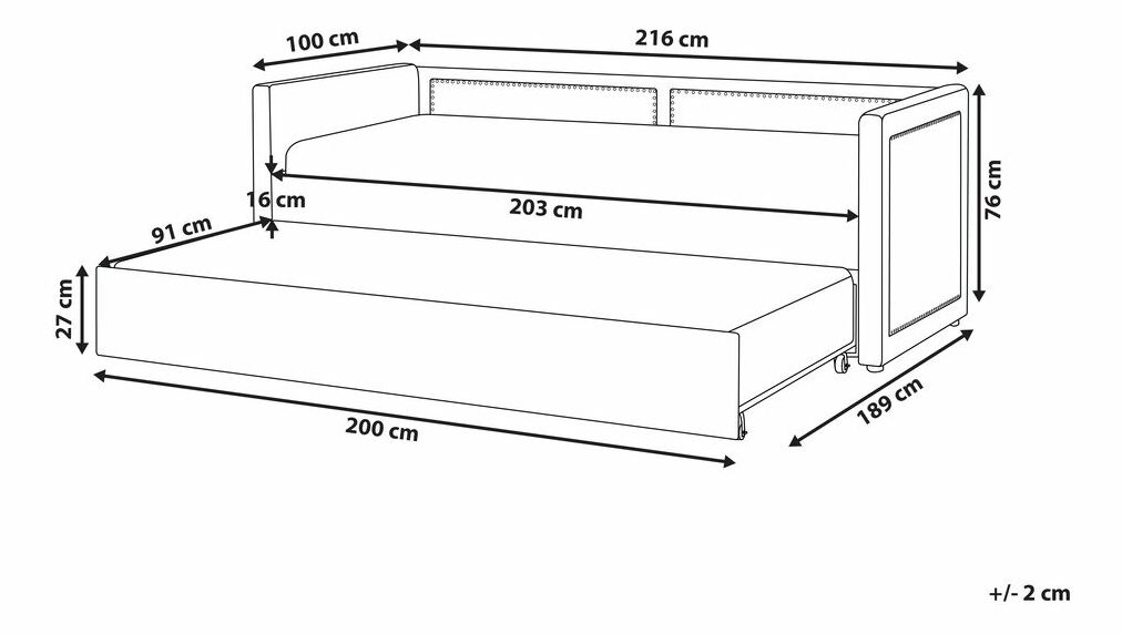 Rozkládací postel 90x200 cm Mai (růžová)