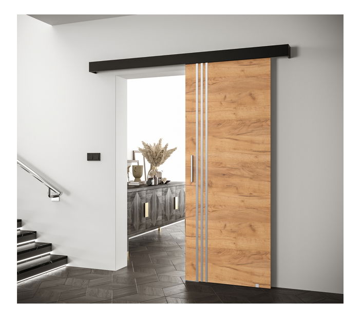 Posuvné dveře 90 cm Sharlene VI (craft zlatý + černá matná + stříbrná)