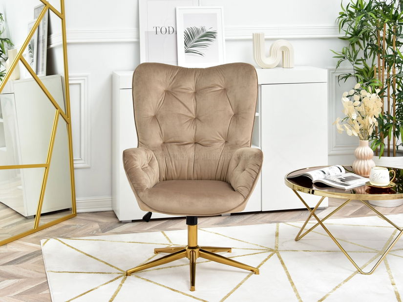 Křeslo Meryl (béžová + zlato)