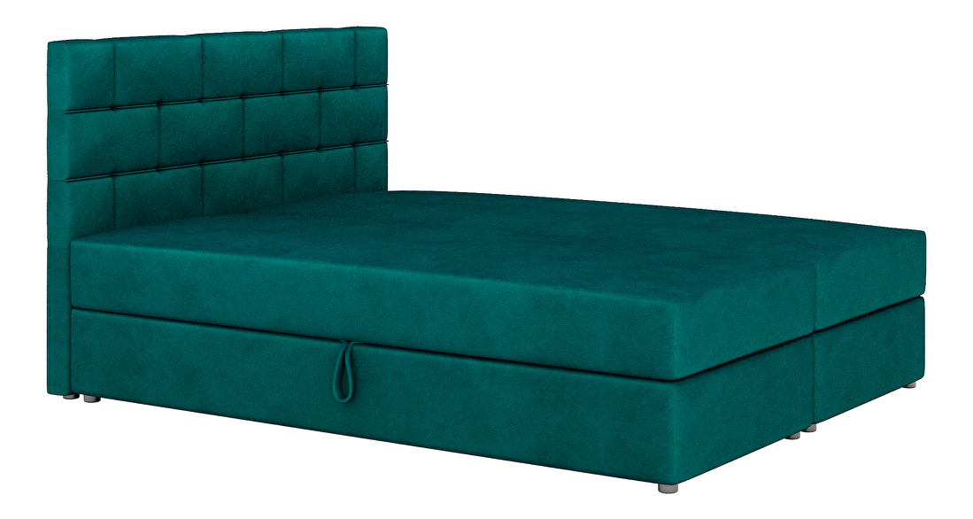Boxspring postel 160x200 cm Waller Comfort (tmavě zelená) (s roštem a matrací)