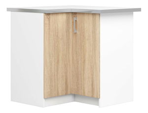 Rohová dolní kuchyňská skříňka Lula s90 90n (bílá + dub sonoma)
