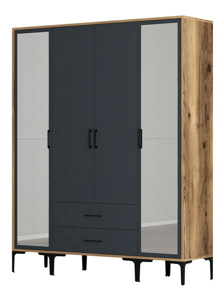 Šatní skříň Kiara RTR (ořech + antracit)