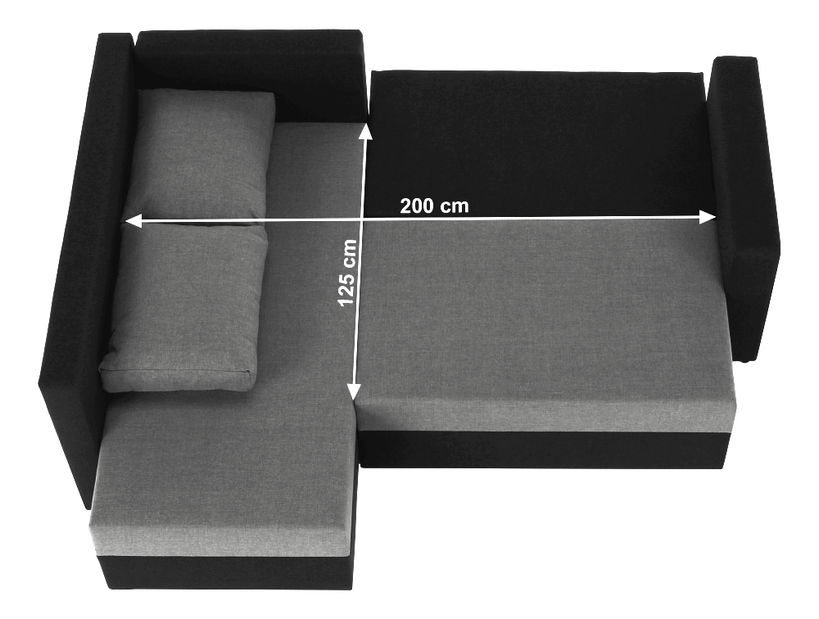 Rohová sedací souprava Udan černá + svetlošedá (P)