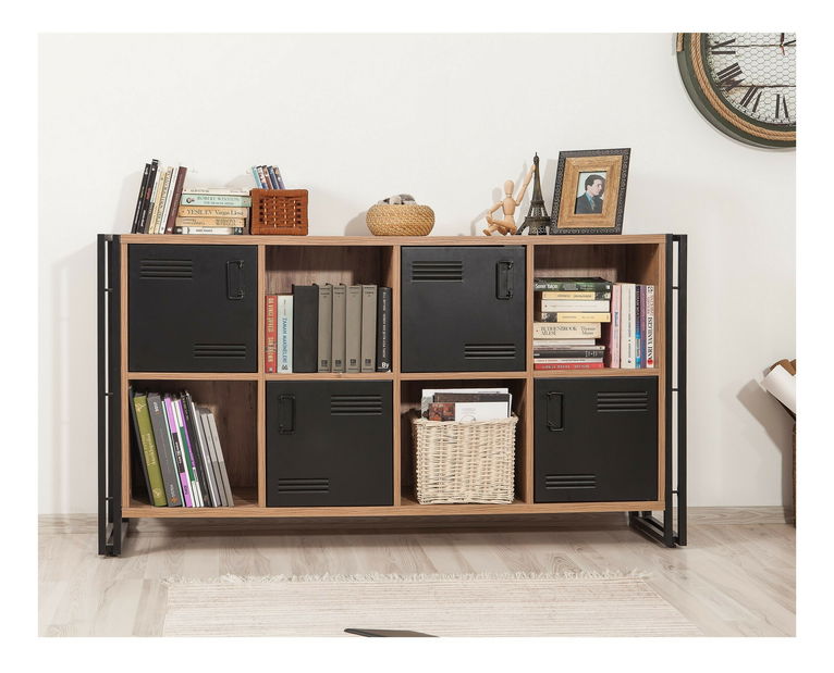 Skříňka Cosmic (Borovice atlantic + Černá)