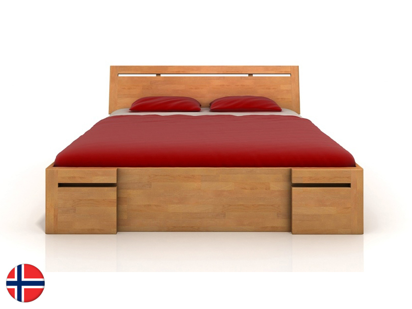 Jednolůžková postel 120 cm Naturlig Bokeskogen High Drawers (buk) (s roštem)