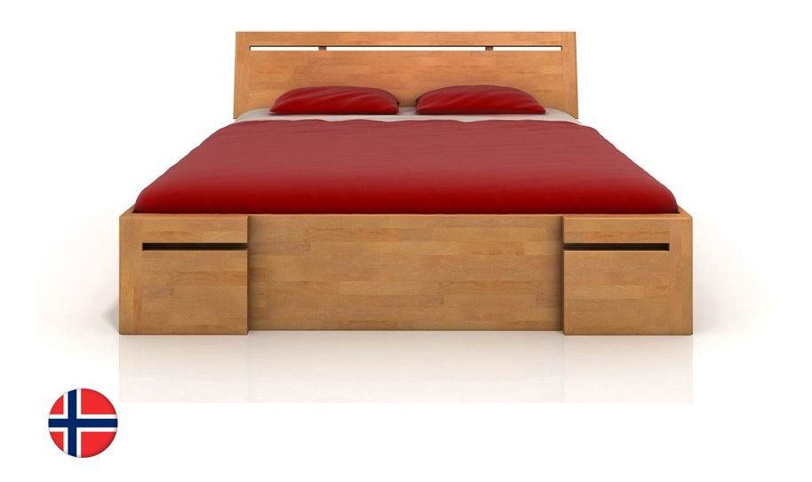 Jednolůžková postel 120 cm Naturlig Bokeskogen High Drawers (buk) (s roštem)