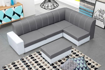 Rohová sedací souprava Monique (světle šedá + bílá) (P)