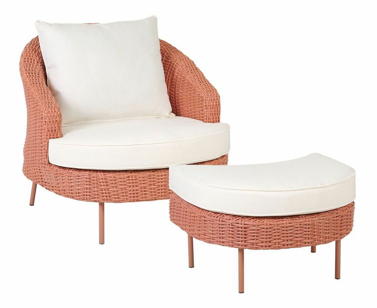 Zahradní křeslo s taburetkou Al (růžová)