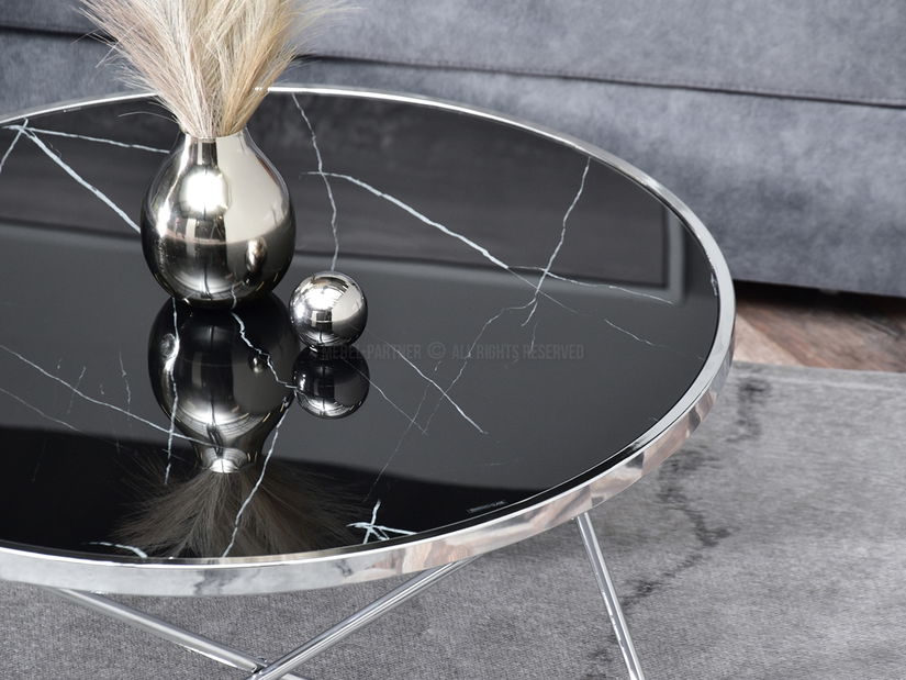 Konferenční stolek Armin Xl (černý mramor + chromová)