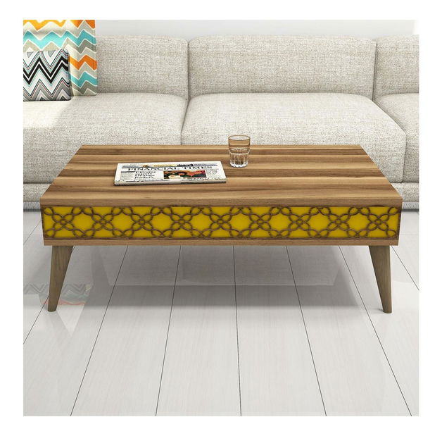 Konferenční stolek Clementine 1 (ořech + žlutá)