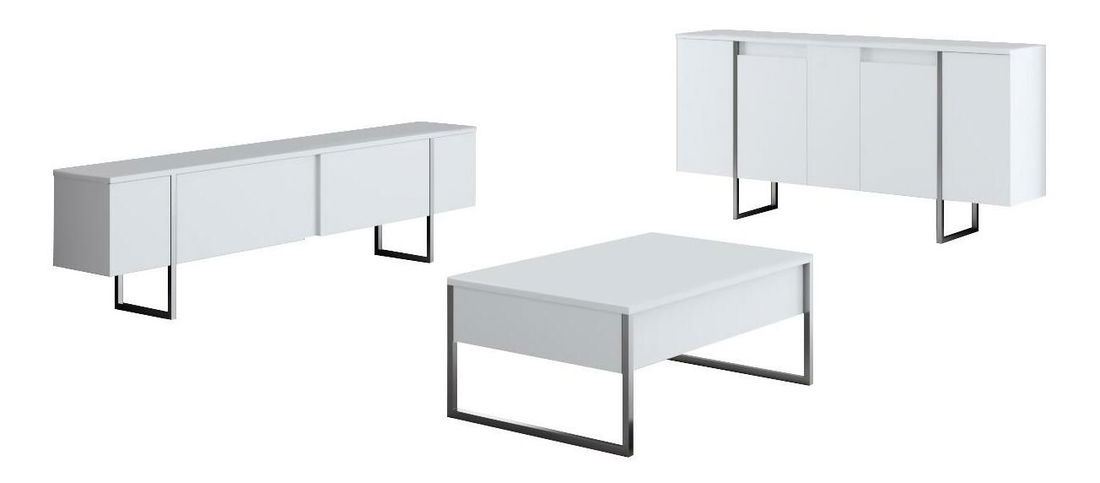 Sestava nábytku do obývacího pokoje Luna 1 (bílá + stříbrná)