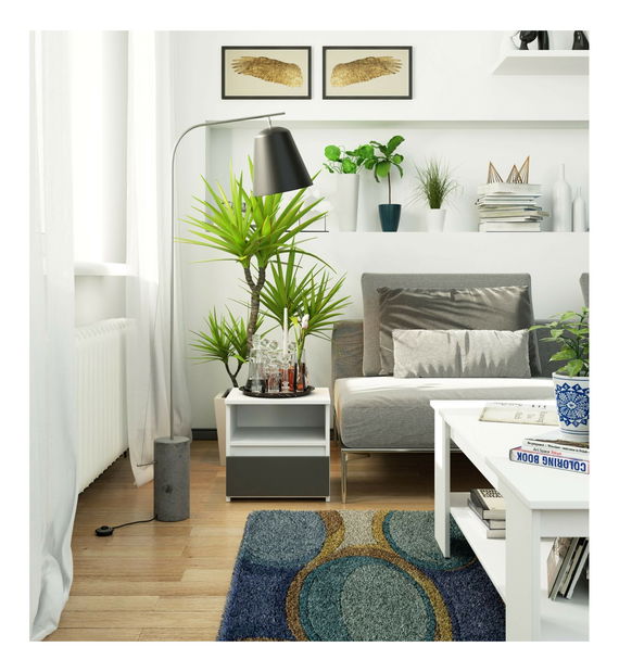 Noční stolek Crispian (bílá + grafit šedý)