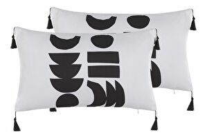 Set 2 dekorativních polštářů 30 x 50 cm Liri (bílá + černá)