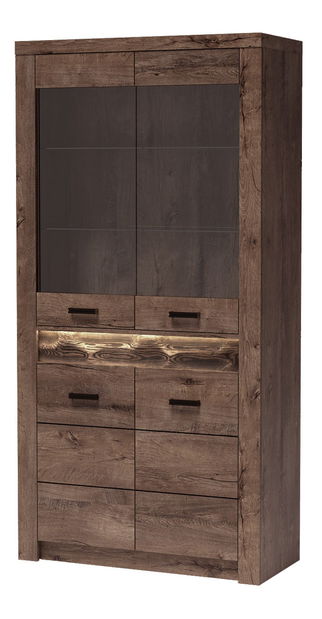 Vitrína Indie 03 (s LED osvětlením) (jasan tmavý)