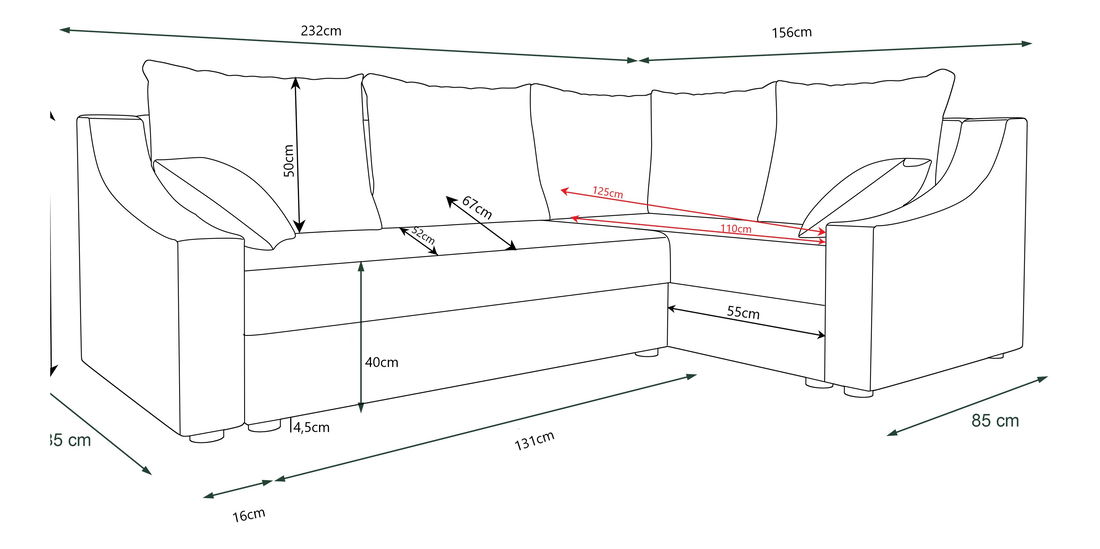 Rohová sedací souprava Opal Plus (tmavě šedá + šedá) (P)