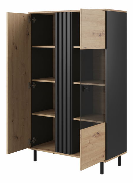 Vitrína Madeira (dub artisan + černý antracit)