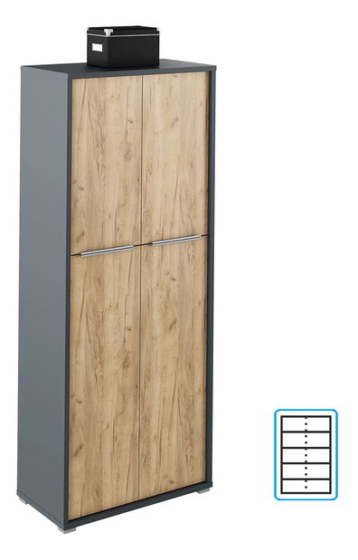 Policová skříň Hamila NEW TYP 07 (grafit + dub artisan)