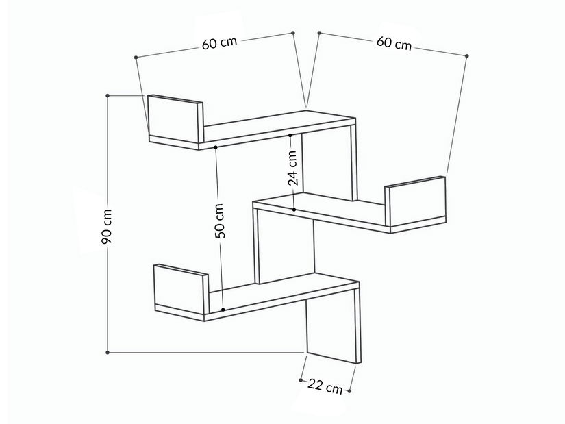 Rohový policový systém Lazarus (bílá)