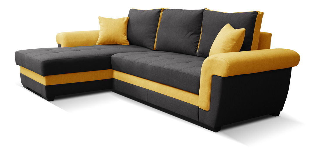 Rohová sedací souprava Rony L+2F (černá + žlutá) (L)