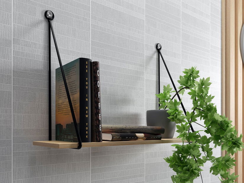 Nástěnná police Freya (černá + paulovnia)