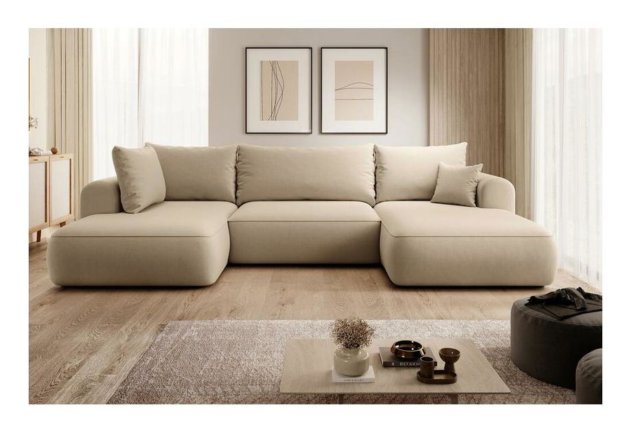 Rohová sedací souprava ve tvaru U Olivo U (L) (béžová střední + černá)