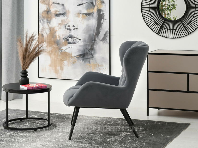 Křeslo Kikino (grafit + černá)