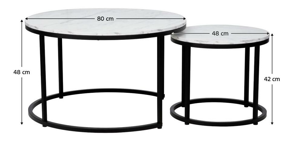 Set 2 ks konferenčních stolků Cayera (bílá + černá)