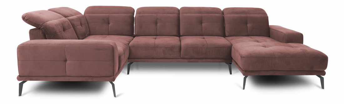 Rohová sedačka ve tvaru U Nicolette (světle růžová) (L)