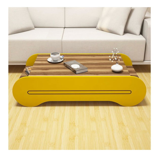 Konferenční stolek Clement (ořech + žlutá) *výprodej