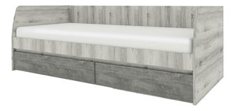 Jednolůžková postel 90 cm (válenda) Japon 2 (kaštan nairobi + onyx) (s roštem) (s úl. prostorem)