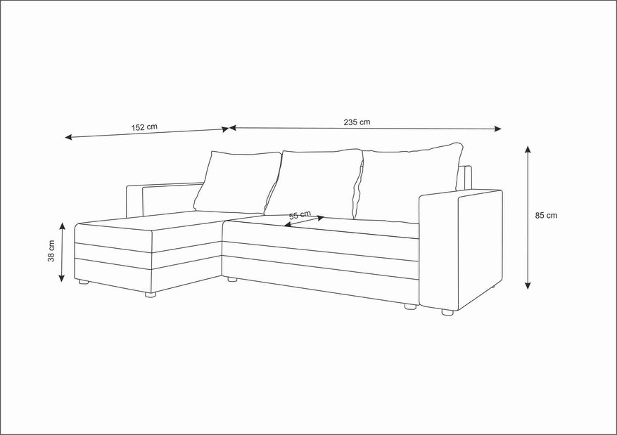 Rohová sedačka Safino (tmavě hnědá + světle hnědá) (L)