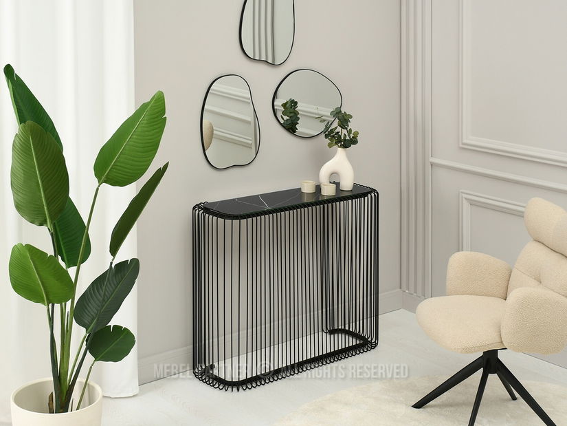 Konzolový stolek Nils Kons (černý mramor + černá)