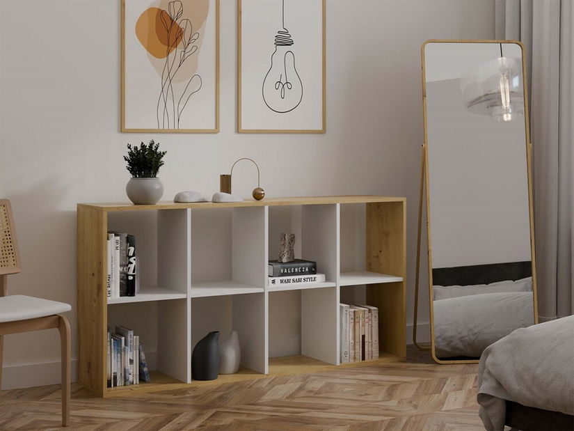 Regál Metros 4 (dub artisan + bílá)