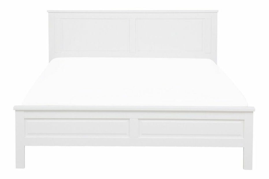 Manželská postel 180 cm OLIVA (dřevo) (bílá) (s roštem)