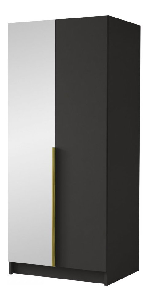 Šatní skříň Smagano II (černá + zlatá) (se zrcadlem)