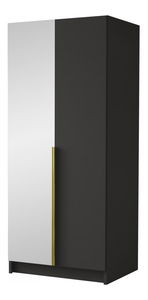 Šatní skříň Smagano II (černá + zlatá) (se zrcadlem)