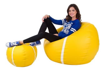 Set sedacích vaků Tenis XXXL + L (žlutá + bílá)