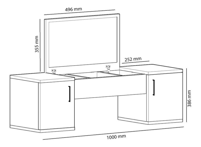 Toaletní stolek Nukela 5 (ořech světlý + antracit)